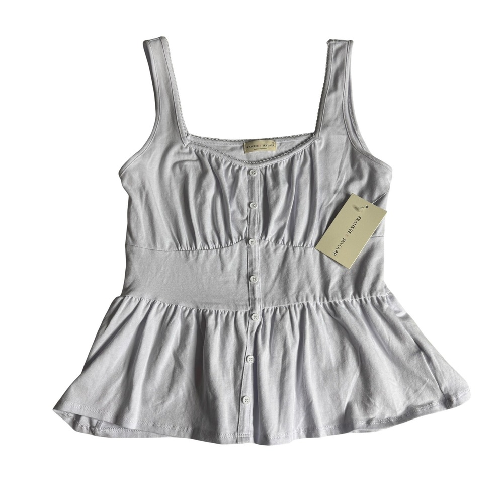 Frankee and Skylarr White Button Front Tank Top Womens Size Medium NEW NWT